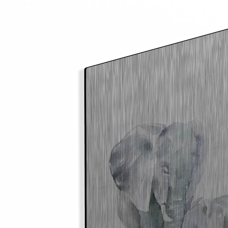 «Mama Elephant On White» par Katrina Pete, art mural en métal, 16 po x 24 po
