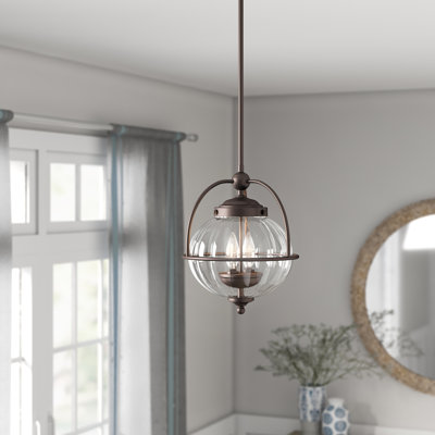 Luminaire suspendu en forme de globe simple à deux lumières Everleigh