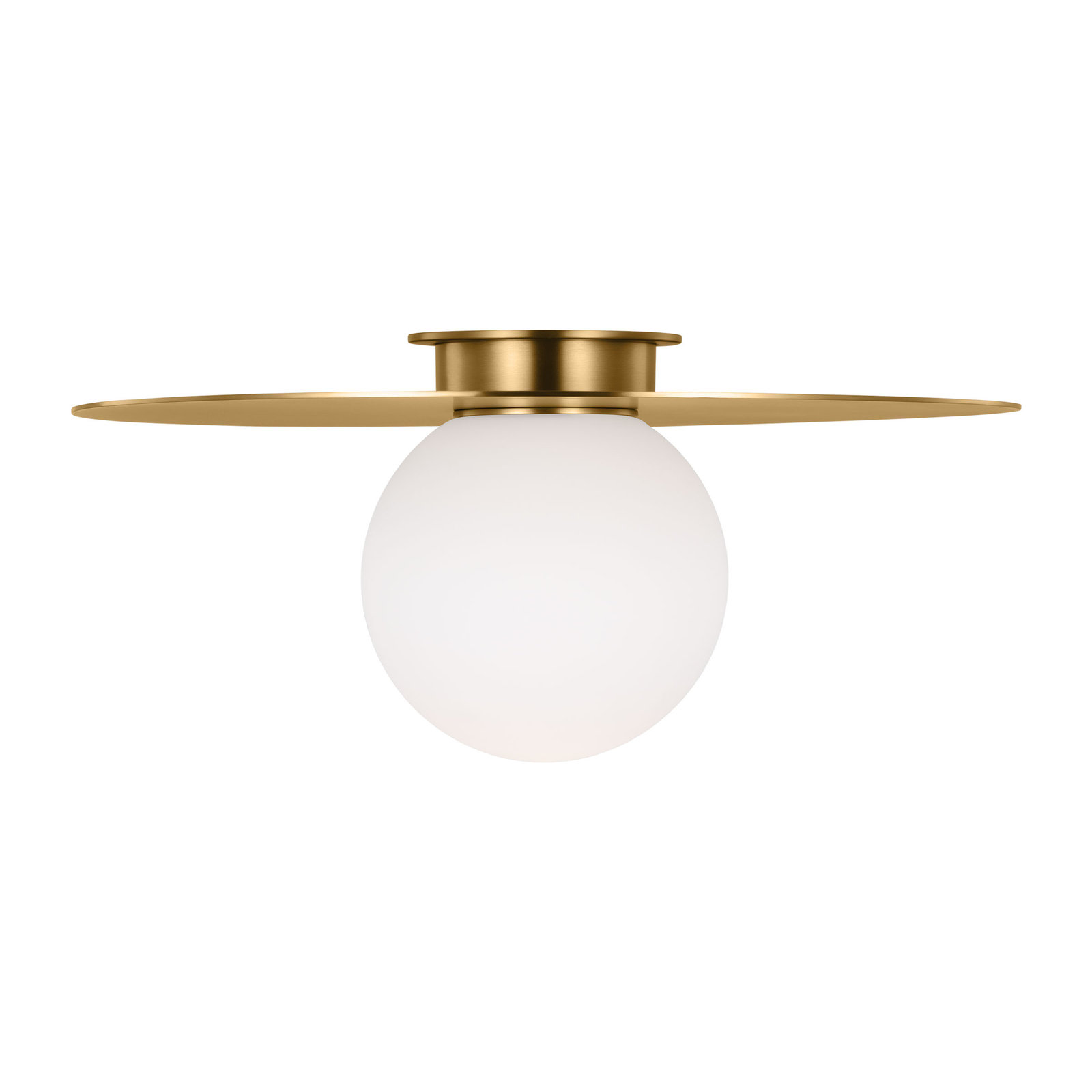 Single Light Glass Flush Mount, Burnished Brass