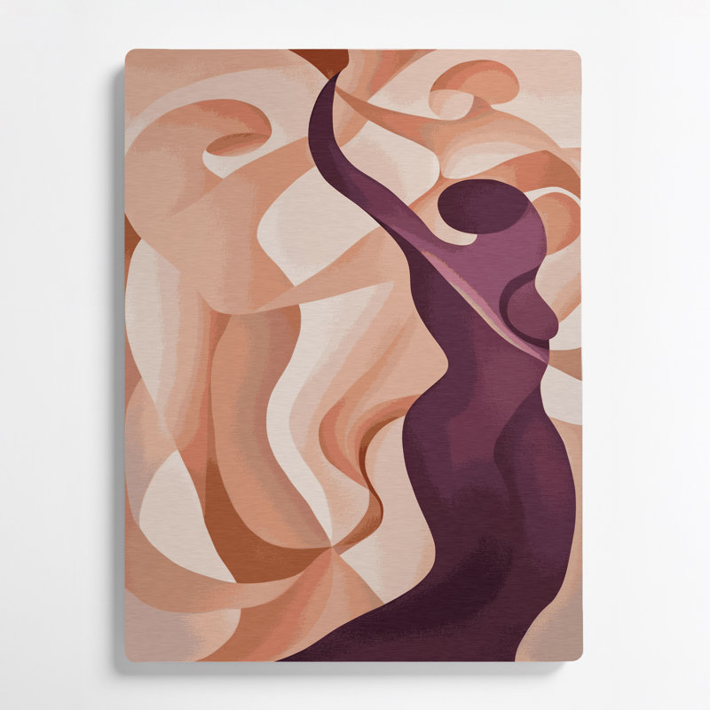 Art mural abstrait en métal beige 38, H 11 po x l 14 po