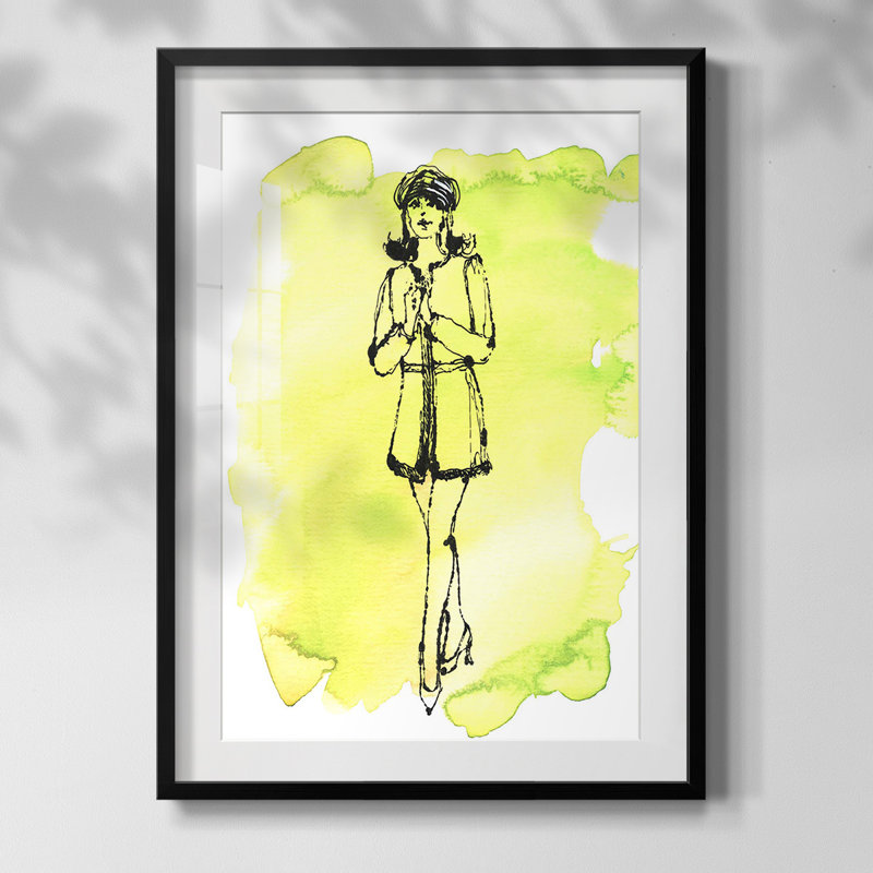 Marbrure, impression encadrée, Papier avec cadre noir, Oui