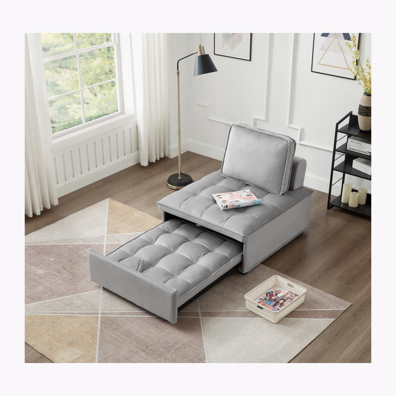 Convertible Sleeper Chair Bed, Gray Velvet