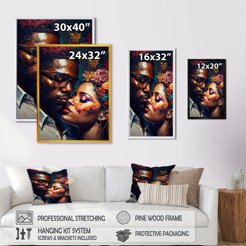 - Art mural traditionnel sur toile, H 20 po x l 12 po x P 1 po, Toile avec cadre flottant noir