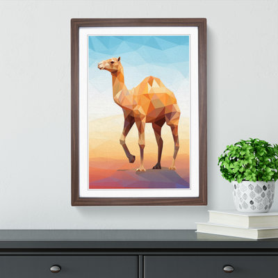 Camel Geometric - Single Picture Frame Print on Wood
