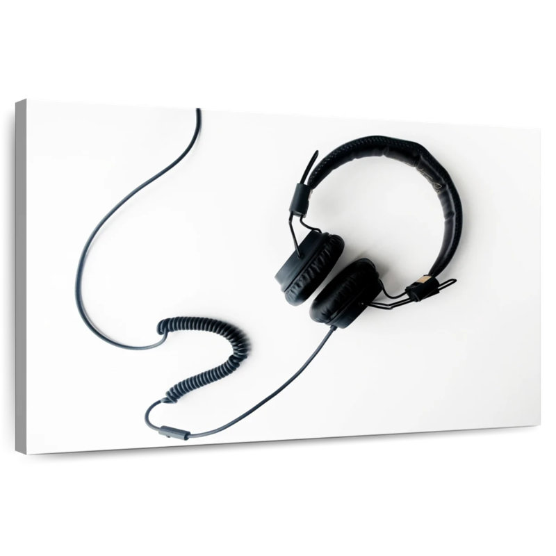Abarca Black Wired Headphones, 30" H x 45" W