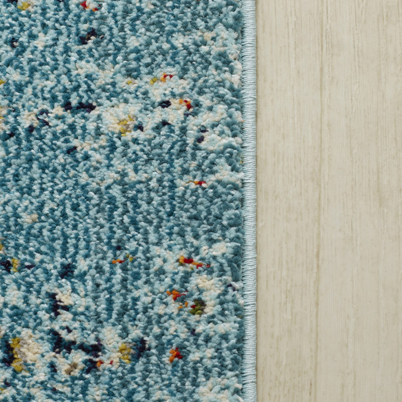 Tapis oriental bleu Hertzler, Rectangle 4 pi x 5 pi 7 po, Ivoire / Bleu