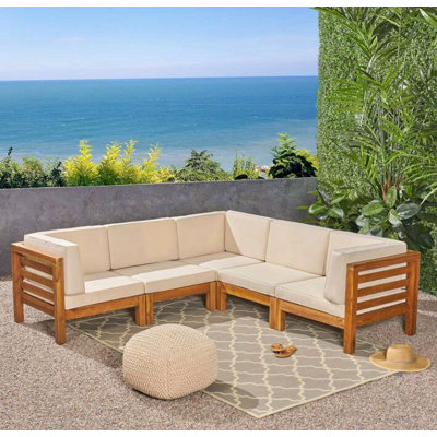 Oana -5-Piece V Shape Sofa Set, Beige