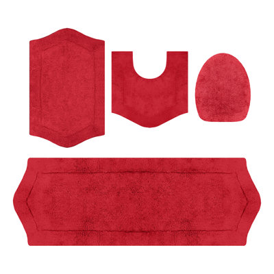 Ensemble de tapis de bain Waterford 4 pièces 100 % coton avec housse de protection et envers en latex pulvérisé