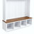 59''W Entryway Hall Tree With Bench And Storage, Farmhouse Wood-Grain Accent 4-In-1 Hall Tree With Cabinets, Coat Racks And Hooks For Hallway, Entryway, Living Room And Mudroom-1404071044