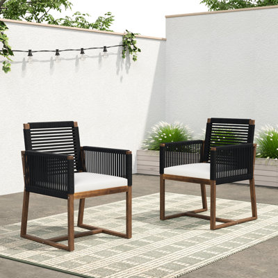 Reese Patio Acacia Wood Dining Chairs With Handwoven Rope by Latitude Run