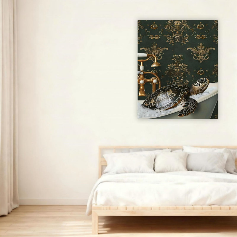 «Playful Ocean Sea Turtle», art mural 24 po x 36 po