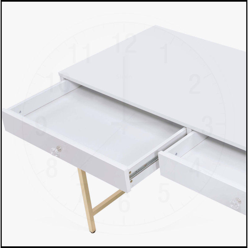 Bureau de coiffeuse rectangulaire chic avec rangement élégant et attrait moderne