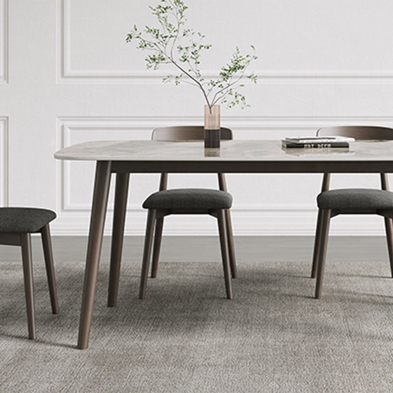 Rectangular solid wood rock slab dining table, 29.52"H x 55.11"L x 31.49"W