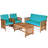 Jonanthan 4pcs Patio Solid Wood Furniture Set Conversation With Coffee Table And Cushion-197350764