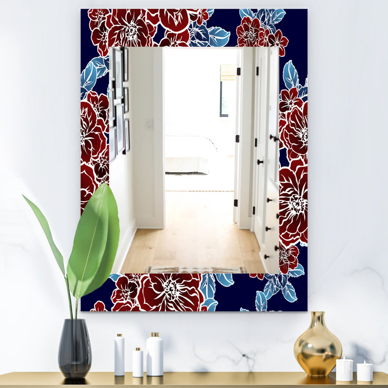 Miroir mural sans cadre floral, H 39,4 po x l 29,5 po
