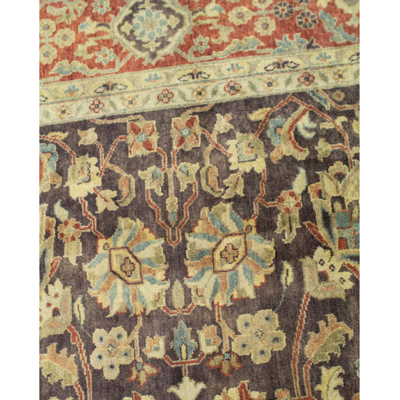 Tapis brun et rouille de haute qualité noué à la main