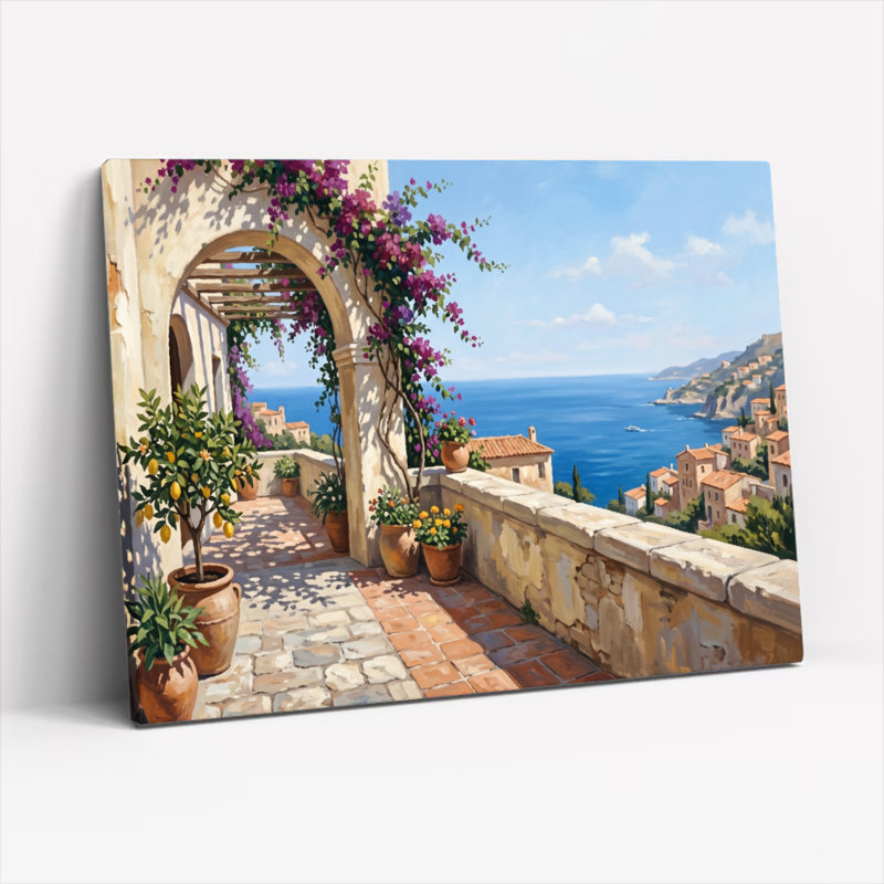 Ensemble de 1 tableau sur toile représentant une vue de la Méditerranée, 24"H x 36"W, Wrapped Canvas