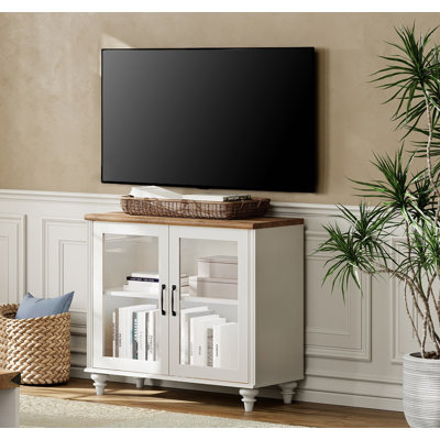 Meuble télé pour téléviseur de 43 po ou moins en bois massif et manufacturé Corretta