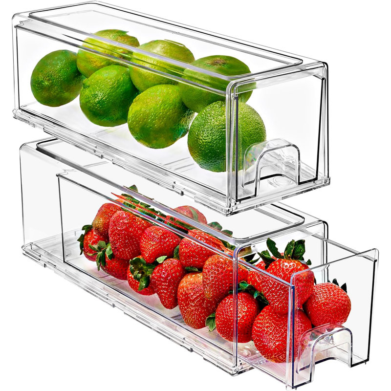  2 Pack Small Clear Stackable Pull-Out Storage and Organizer Drawers