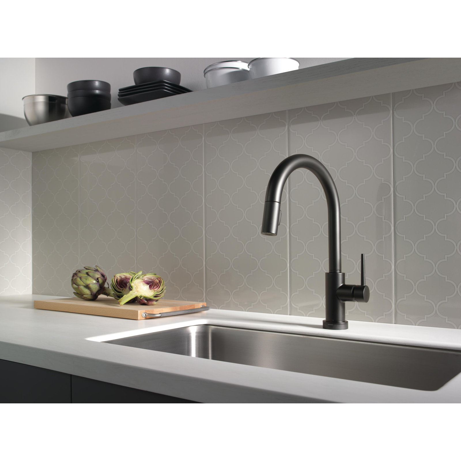 Trinsic Touch and Voice Kitchen Faucet, Matte Black