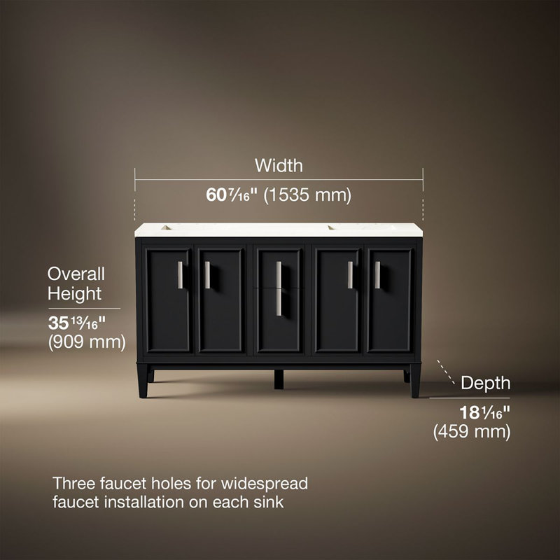 Southerk 60-In Bathroom Vanity Set, Slate Gray