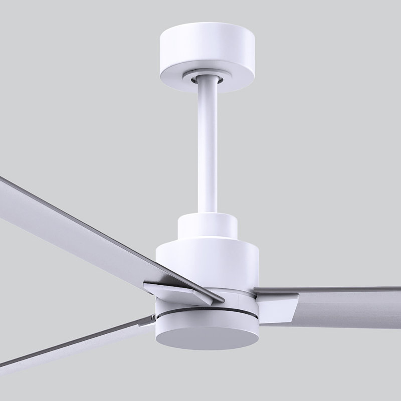 Alessandra Outdoor Downrod Ceiling Fan, Matte White, Brushed Nickel