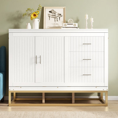 Grand lit escamotable avec portes en verre givré, conception à faux tiroirs, tablettes intégrées, lit armoire pliant autoportant, aucune fixation murale requise, pieds en métal doré,