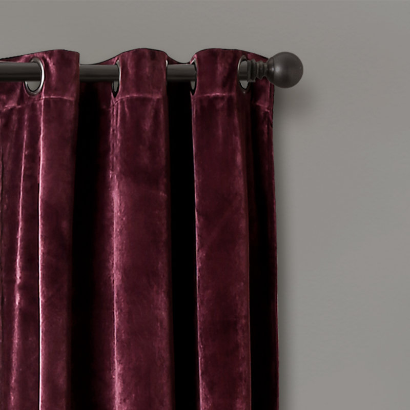 Prima Plum Velvet Room Darkening Curtain Pair
