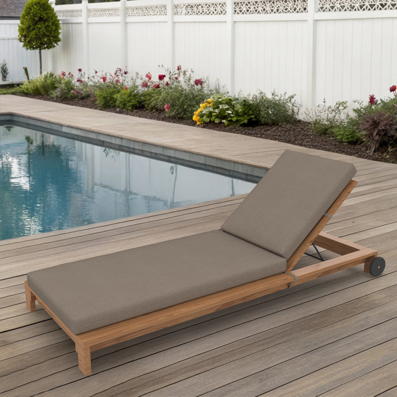 Amala Sunbrella® Outdoor Chaise Lounge Cushion, 22" x 24"/24.5" x 52.5", Cast Shale Sunbrella® Plainweave