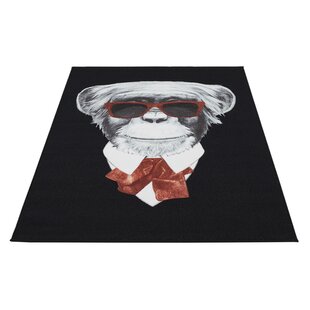 Teppich Digital Karl der Affe in Schwarz/Weiß