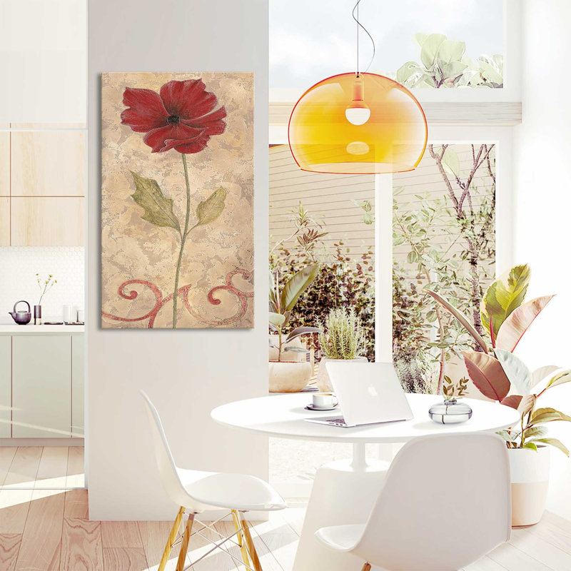 Poppy Passion II - Peinture, Toile tendue, H 30 po x l 18 po x P 1 po