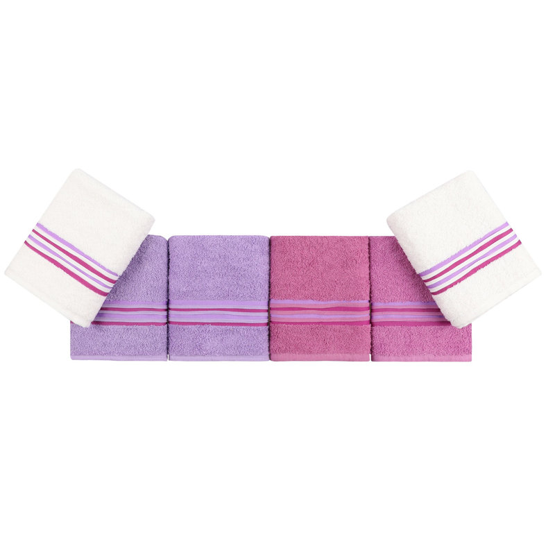 Ensemble de serviettes 6 pièces Sumayyah, Lilas / mauve / blanc