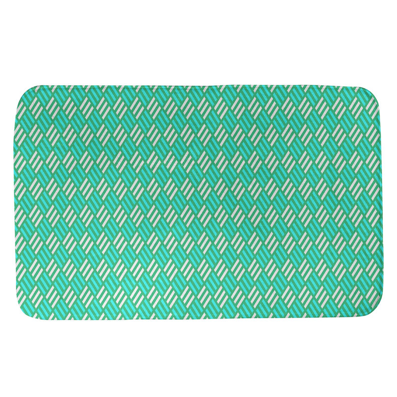 Tapis pour salle de bain diamants Kitterman, l 21 po x L 34 po, Vert / Sarcelle