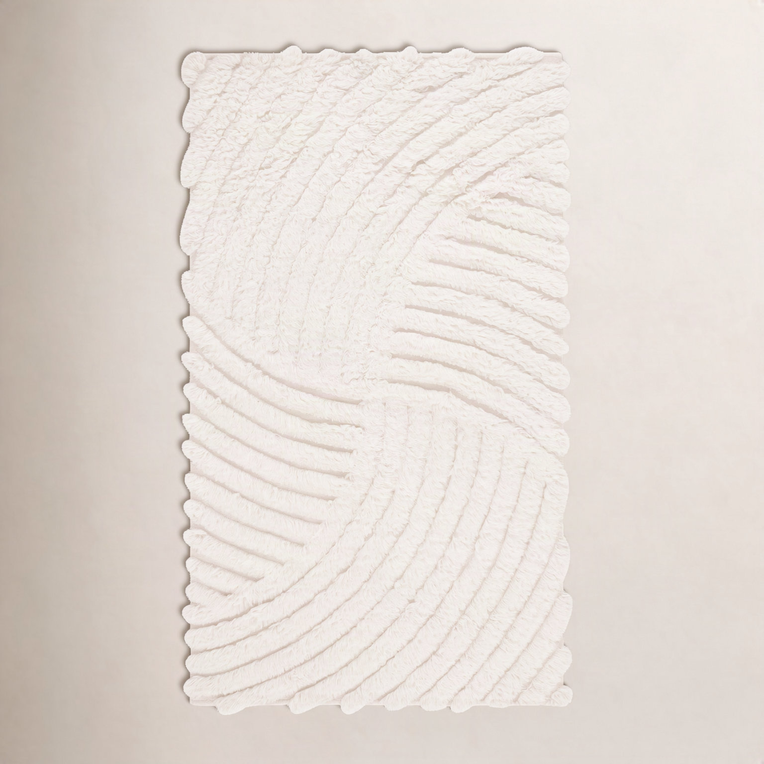 Abriel Ivory Hand-Woven Abstract Wool Rug, Rectangle 6' x 9'