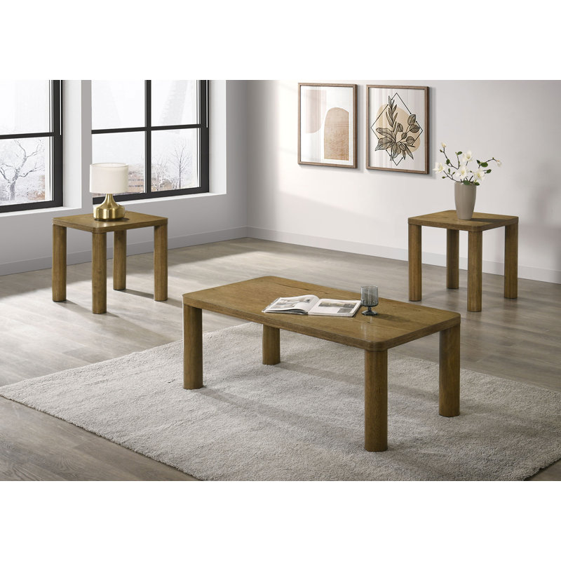 Ensemble de tables basses 3 pièces Castlewood, 3 pièces: table basse, 2 tables de bout, Chêne brun