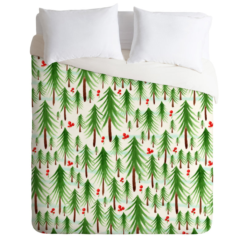 Modern & Contemporary Polyester Floral Duvet Cover, Queen Duvet Cover + 2 Standard Shams