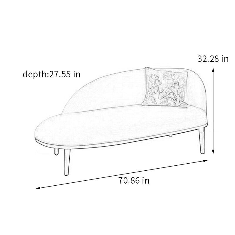 Chaise longue rembourrée en bois massif