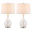 Lampe de table moderne en verre transparent 23 po avec abat-jour en lin blanc et base en nickel poli Belmonte pour salon, chambre à coucher et bureau