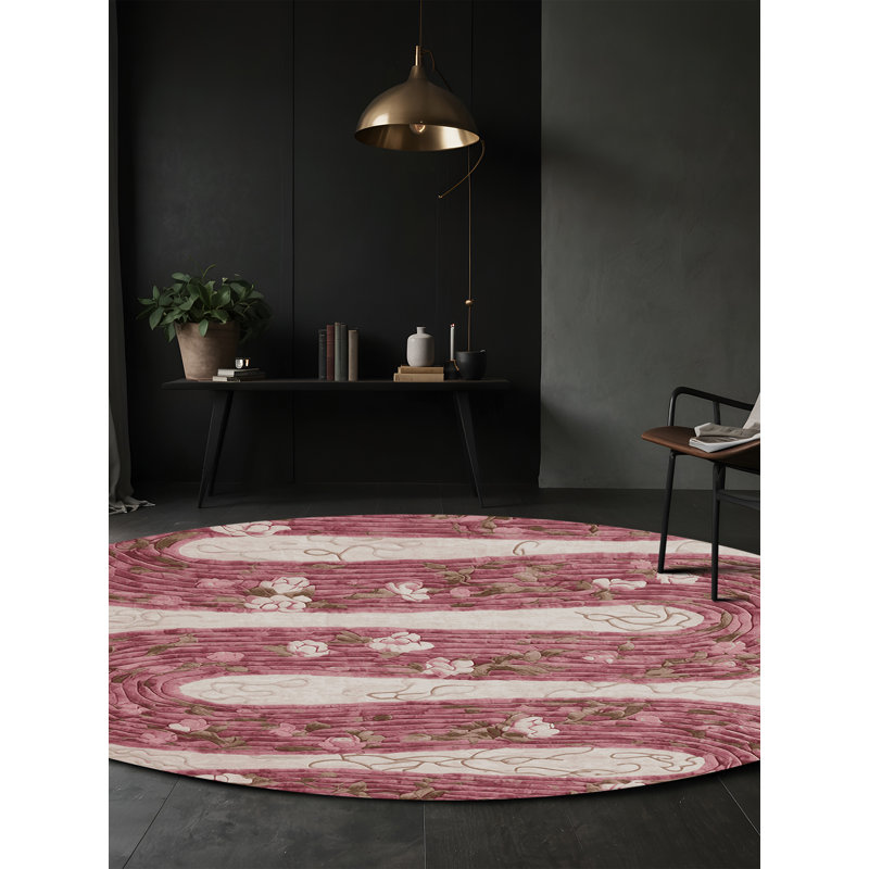 Tapis rose soyeux et moelleux, Rond 6 pi