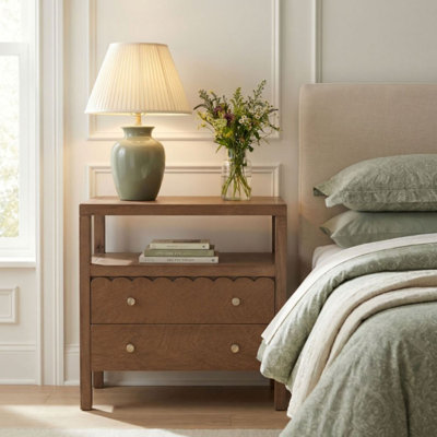 Adamstown Scallop 2 Drawer Nightstand, Medium Brown