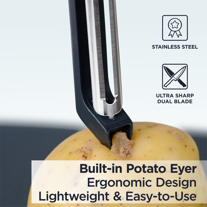Deiss Pro Swivel Vegetable Peeler - Sharp Stainless Steel Peeler With Non-slip Hand Grip, Orange