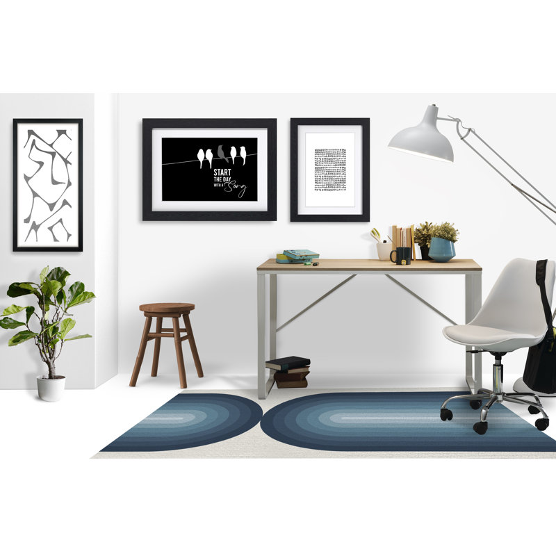 Tapis de chaise rectangulaire Dome, L 36 po x L 60 po, Bleu
