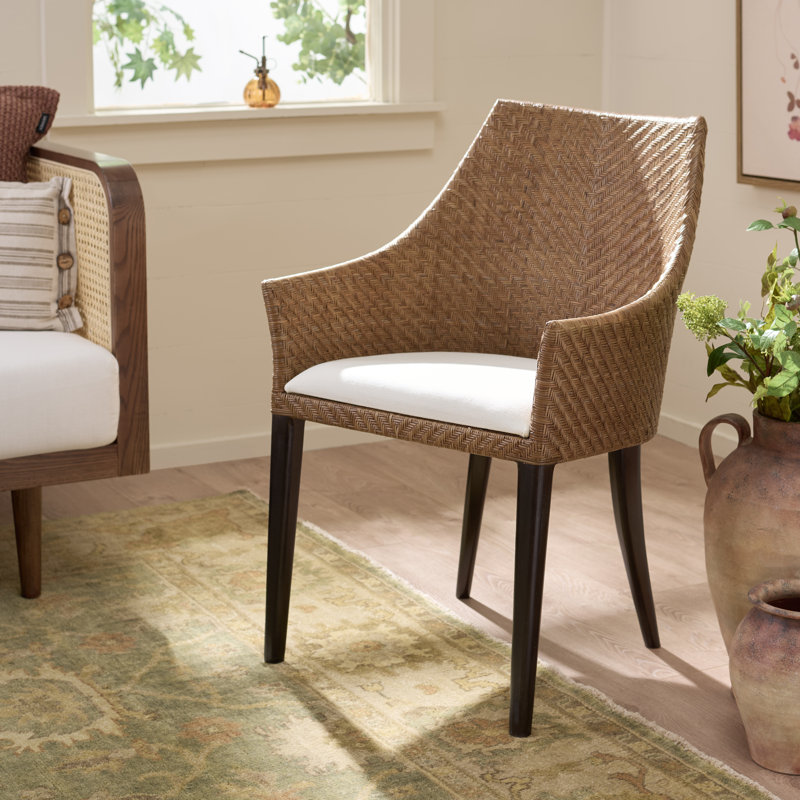 Chaise avec accoudoirs Riko, Brun