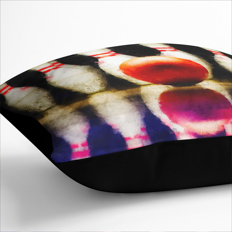Ten Pin Bowling Painting Square Throw Cushion, Black, 40cm H x 40cm W x 15cm D