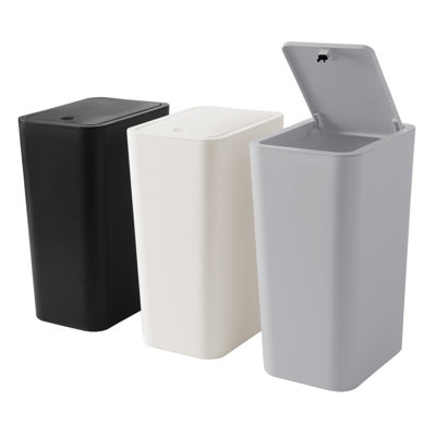 Poubelle à couvercle en plastique 2,6 gallons (ensemble de 3)