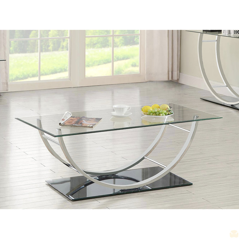 Rectangular U-Shaped Glass Top Coffee Table
