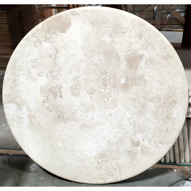 New Orleans 48" Trestle Dining Table, Gold Leaf, Carrera Marble