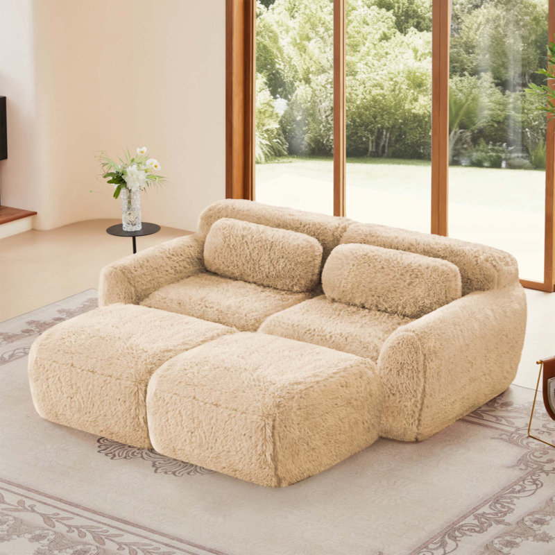 Tissu moelleux doux, canapé désossé, aucun assemblage requis, conception antidérapante inférieure avec méridienne, avec repose-pieds, siège profond, combinaison haute densité sans éponge 32D pour étude
