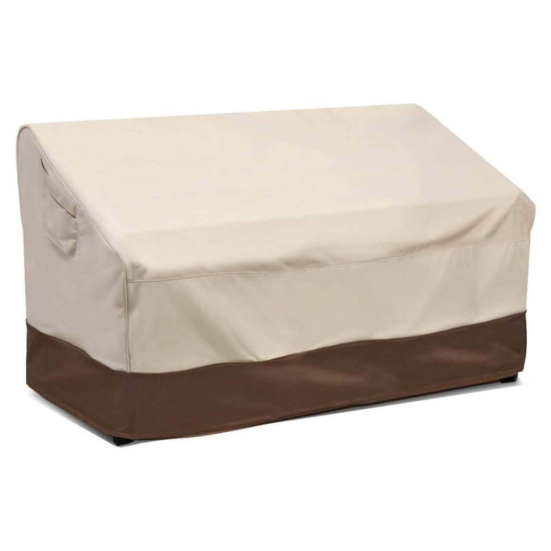 2-Seater Small Standard Beige & Brown 100% Waterproof Heavy Duty Patio Bench Loveseat Cover with Air Vent for Outdoor Lawn Furniture