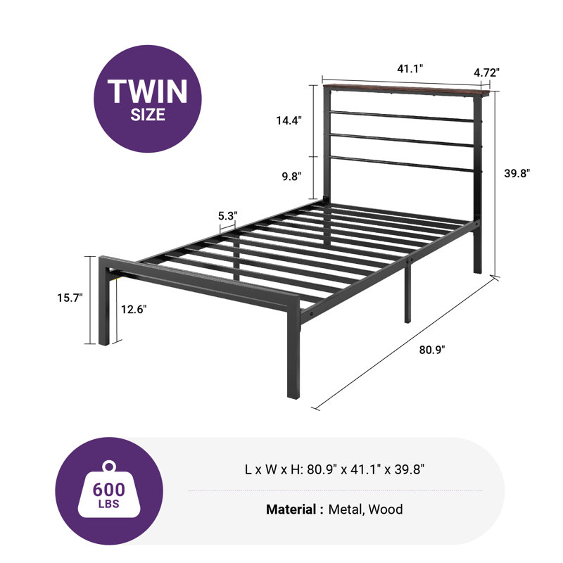 Daquona Bed Frame Storage Bed, Tan, Twin